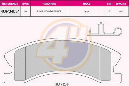 4U 4UP04031 - Brake Pad Set, disc brake autospares.lv