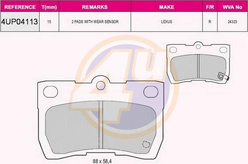 4U 4UP04113 - Brake Pad Set, disc brake autospares.lv