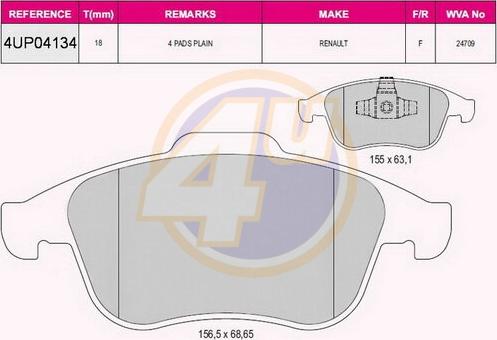 4U 4UP04134 - Brake Pad Set, disc brake autospares.lv