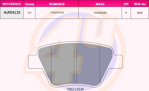 4U 4UP04135 - Brake Pad Set, disc brake autospares.lv