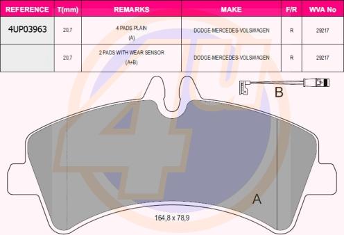 4U 4UP03963 - Brake Pad Set, disc brake autospares.lv