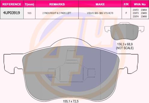 4U 4UP03919 - Brake Pad Set, disc brake autospares.lv