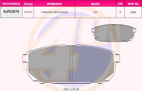 4U 4UP03979 - Brake Pad Set, disc brake autospares.lv