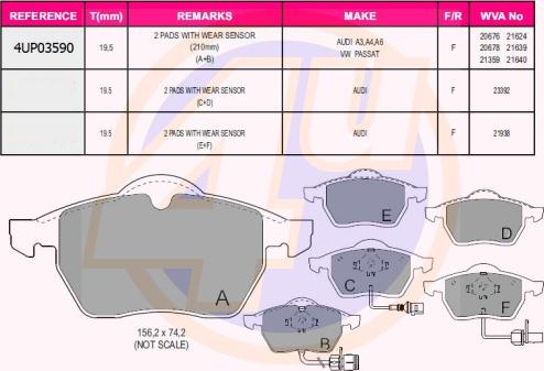 4U 4UP03590 - Brake Pad Set, disc brake autospares.lv