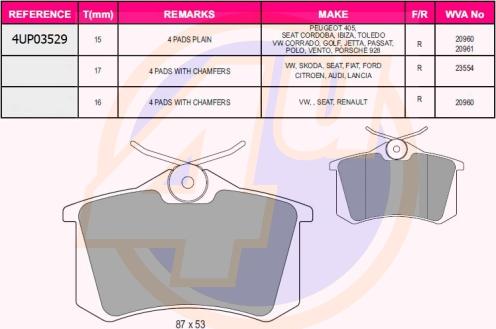 4U 4UP03529 - Brake Pad Set, disc brake autospares.lv