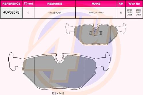 4U 4UP03578 - Brake Pad Set, disc brake autospares.lv