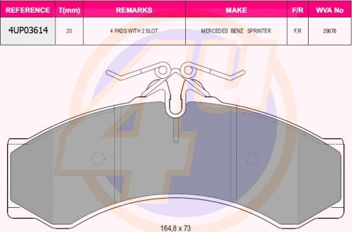 4U 4UP03614 - Brake Pad Set, disc brake autospares.lv