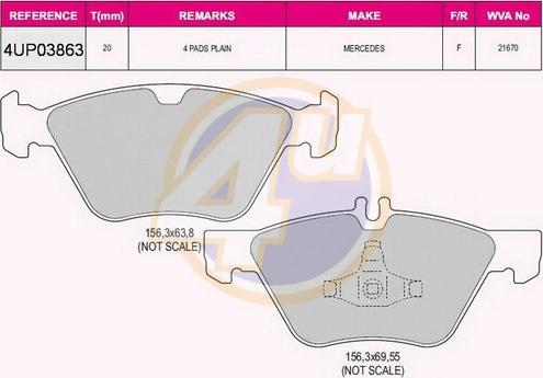 4U 4UP03863 - Brake Pad Set, disc brake autospares.lv