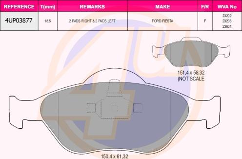 4U 4UP03877 - Brake Pad Set, disc brake autospares.lv