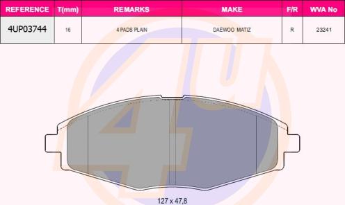 4U 4UP03744 - Brake Pad Set, disc brake autospares.lv