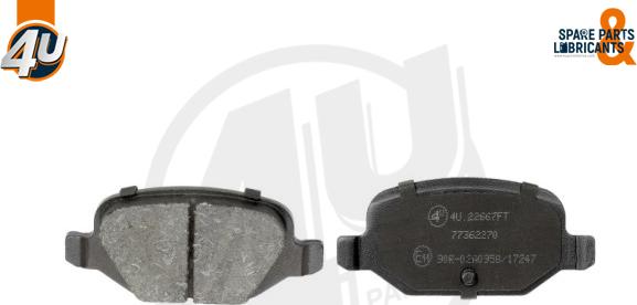 4U Autoparts 22667FT - Brake Pad Set, disc brake autospares.lv