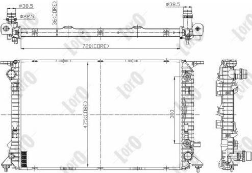 ABAKUS 003-017-0051-B - Radiator, engine cooling autospares.lv