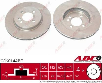 ABE C3K014ABE - Brake Disc autospares.lv