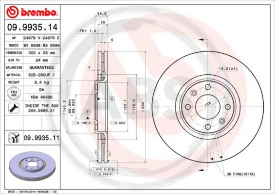 A.B.S. 09.9935.11 - Brake Disc autospares.lv