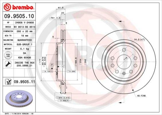 A.B.S. 09.9505.11 - Brake Disc autospares.lv