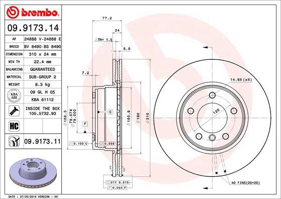 A.B.S. 09.9173.11 - Brake Disc autospares.lv