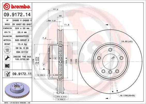 A.B.S. 09.9172.11 - Brake Disc autospares.lv