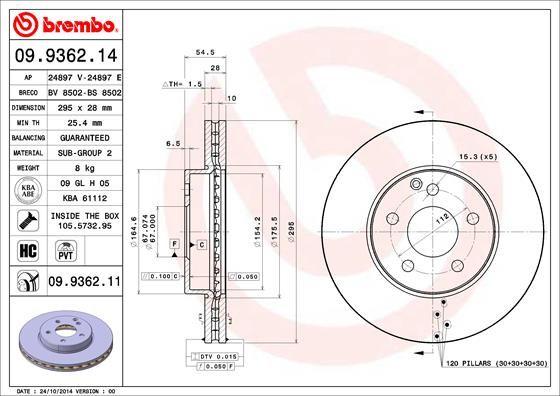 A.B.S. 09.9362.11 - Brake Disc autospares.lv