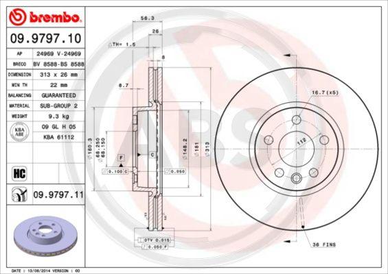 A.B.S. 09.9797.11 - Brake Disc autospares.lv