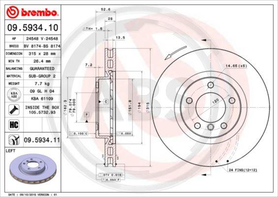 A.B.S. 09.5934.10 - Brake Disc autospares.lv