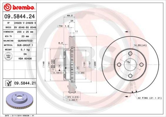 A.B.S. 09.5844.24 - Brake Disc autospares.lv