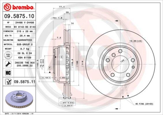 A.B.S. 09.5875.10 - Brake Disc autospares.lv