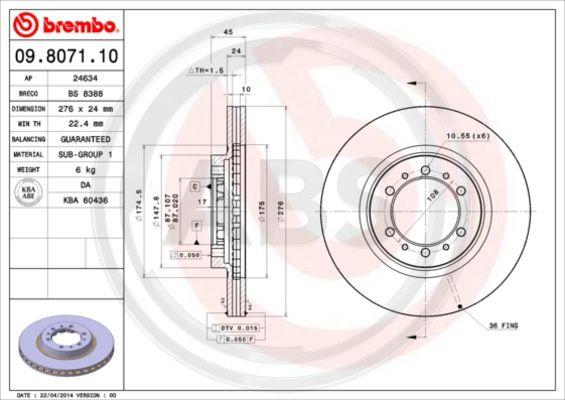 A.B.S. 09.8071.10 - Brake Disc autospares.lv