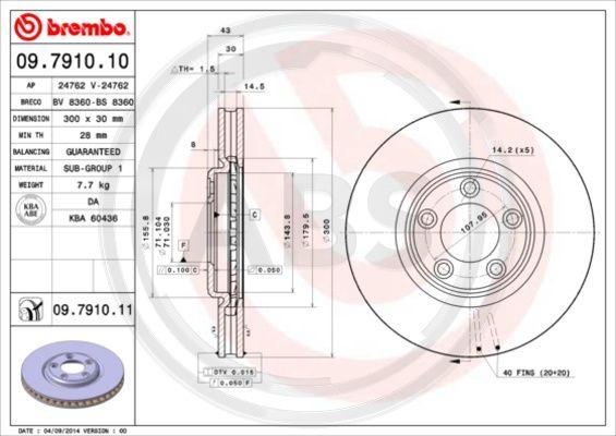 A.B.S. 09.7910.11 - Brake Disc autospares.lv