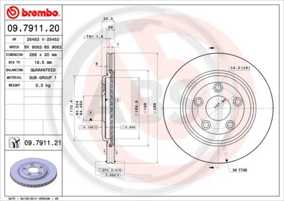 A.B.S. 09.7911.21 - Brake Disc autospares.lv