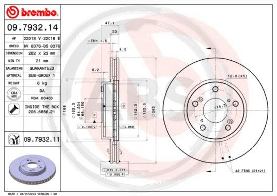 A.B.S. 09.7932.11 - Brake Disc autospares.lv