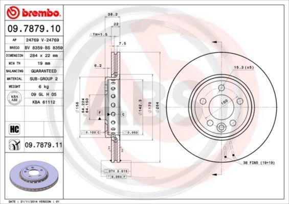 A.B.S. 09.7879.11 - Brake Disc autospares.lv