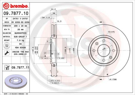 A.B.S. 09.7877.11 - Brake Disc autospares.lv