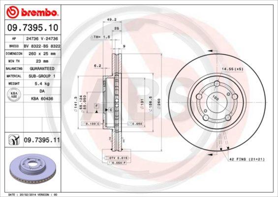 A.B.S. 09.7395.11 - Brake Disc autospares.lv