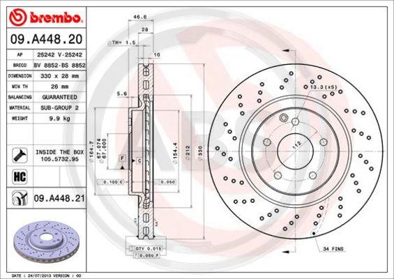 A.B.S. 09.A448.21 - Brake Disc autospares.lv