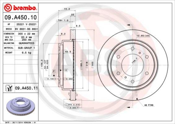 A.B.S. 09.A450.10 - Brake Disc autospares.lv