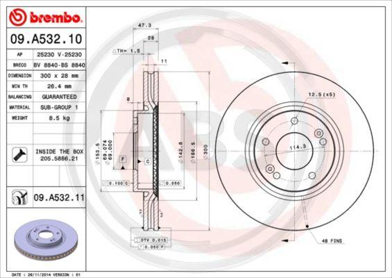 A.B.S. 09.A532.11 - Brake Disc autospares.lv