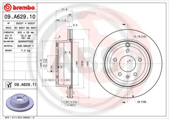 A.B.S. 09.A629.10 - Brake Disc autospares.lv