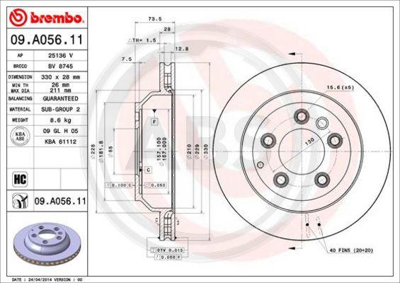 A.B.S. 09.A056.11 - Brake Disc autospares.lv