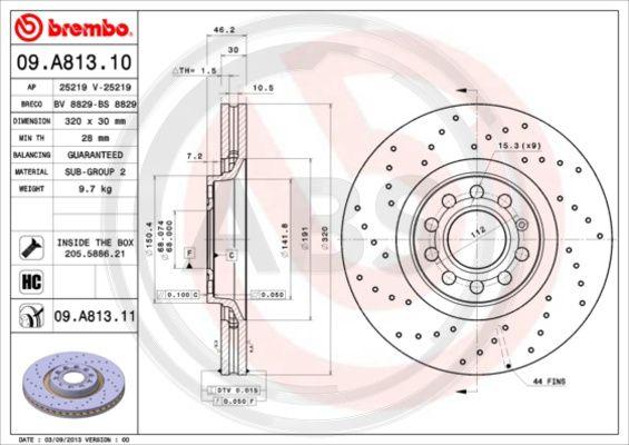 A.B.S. 09.A813.11 - Brake Disc autospares.lv