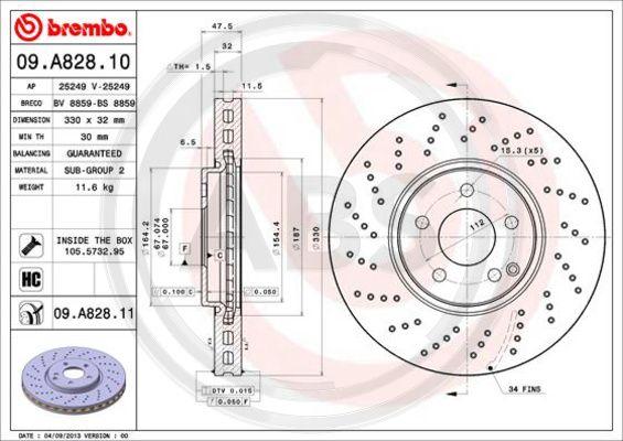 A.B.S. 09.A828.11 - Brake Disc autospares.lv