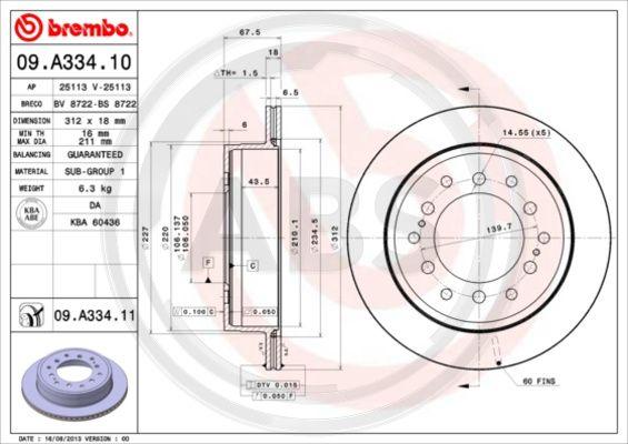 A.B.S. 09.A334.11 - Brake Disc autospares.lv