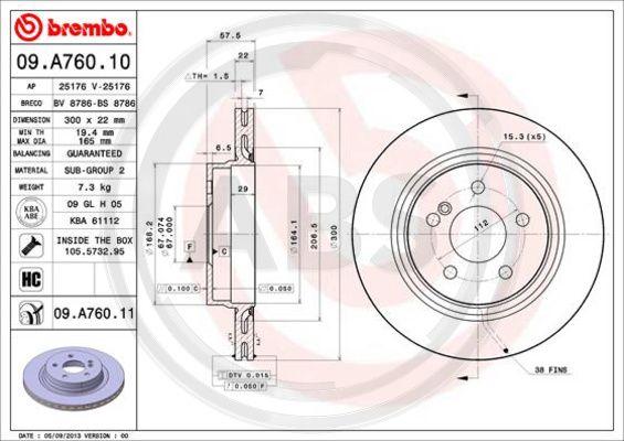 A.B.S. 09.A760.11 - Brake Disc autospares.lv