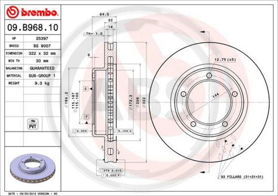 A.B.S. 09.B968.11 - Brake Disc autospares.lv