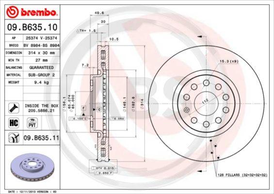 A.B.S. 09.B635.11 - Brake Disc autospares.lv