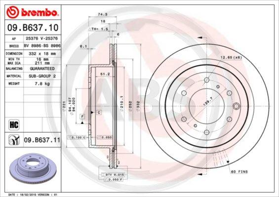 A.B.S. 09.B637.11 - Brake Disc autospares.lv