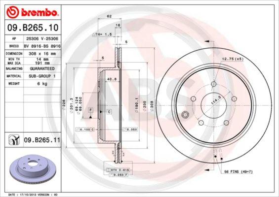 A.B.S. 09.B265.11 - Brake Disc autospares.lv