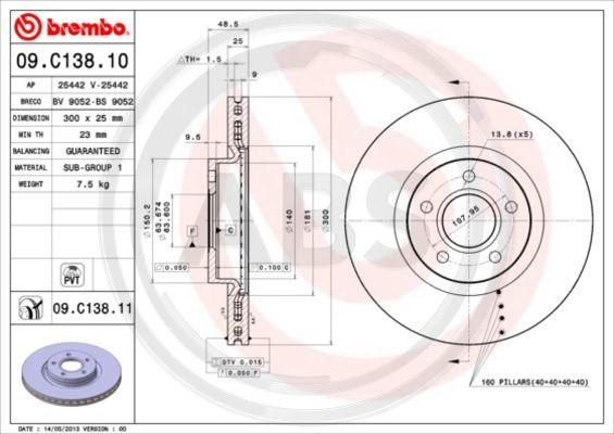 A.B.S. 09.C138.11 - Brake Disc autospares.lv