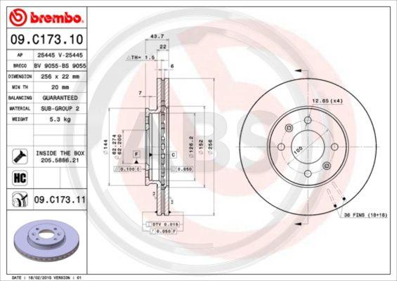 A.B.S. 09.C173.11 - Brake Disc autospares.lv