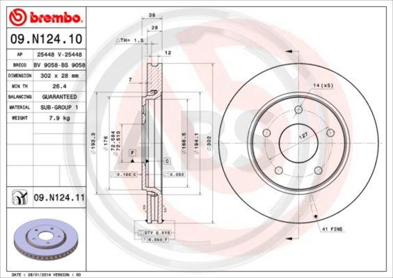 A.B.S. 09.N124.11 - Brake Disc autospares.lv