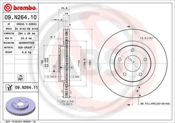 A.B.S. 09.N264.11 - Brake Disc autospares.lv